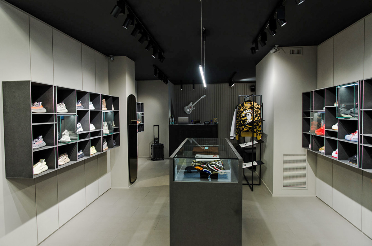 black dropout mdf Nike shelves sneakers valchromat