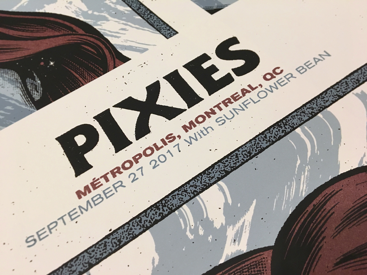 gig poster pixies screenprint poster for sale texture halftone music indie women