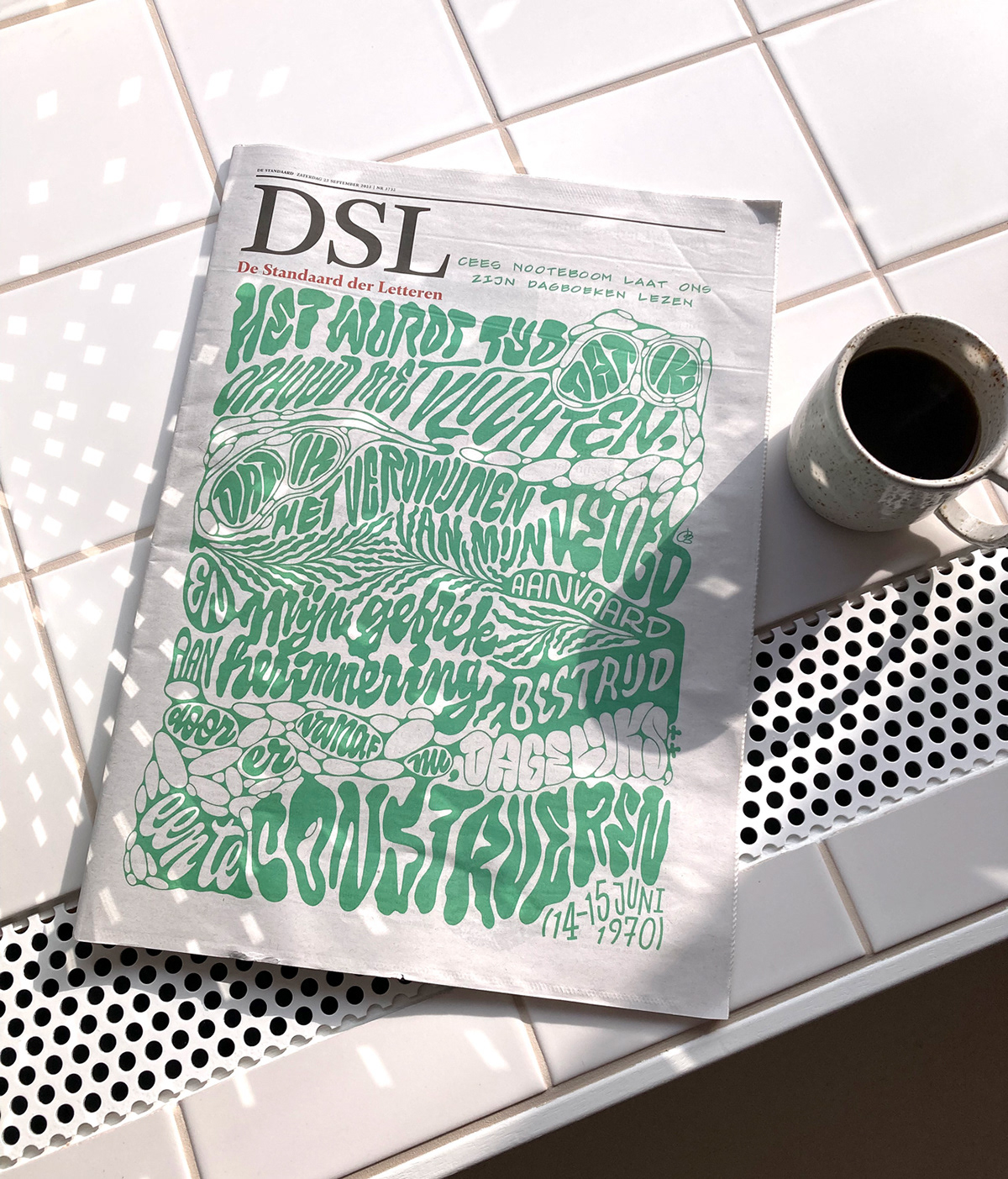 cover newspaper editorial lettering ILLUSTRATION  literature typography   psychedelic green
