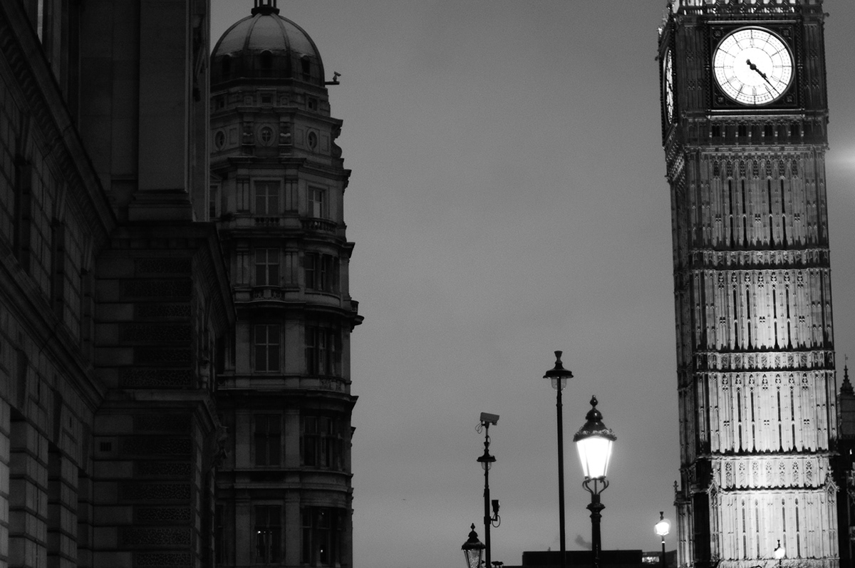 light black & white London winter england