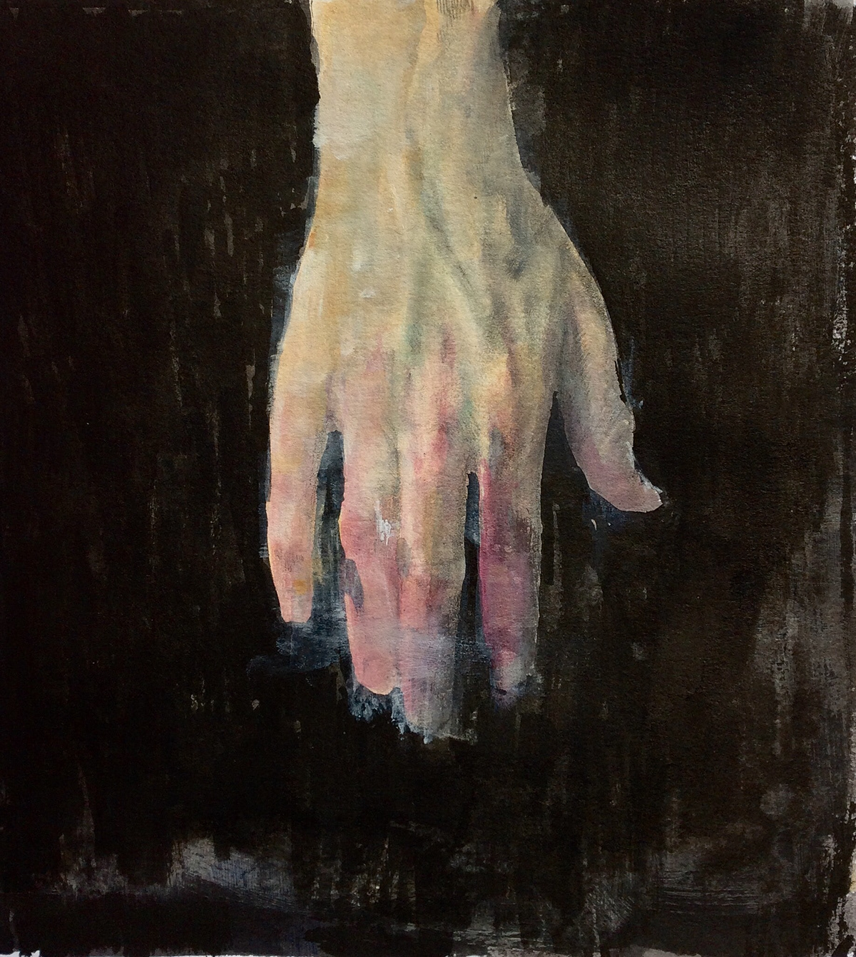 mixed media ink hand hands fingers acrylic watercolor dillon samuelson