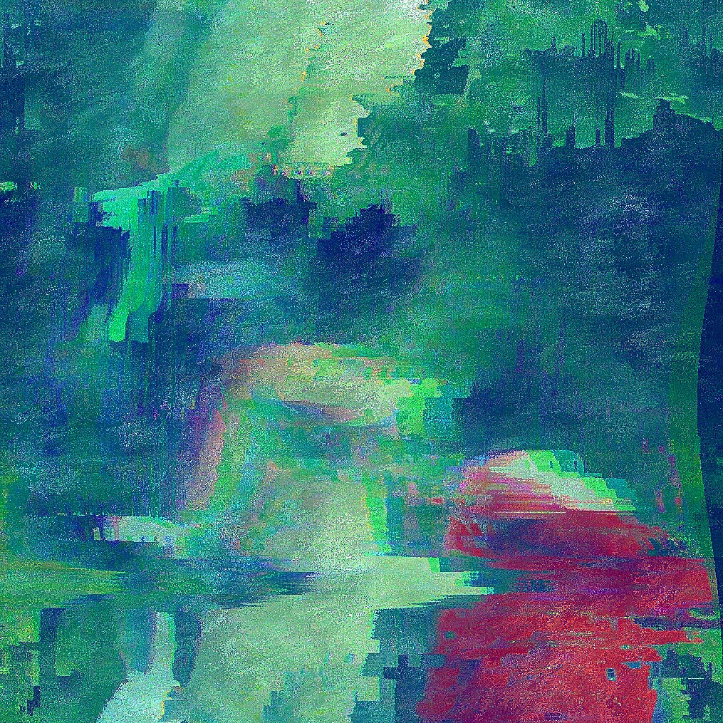 hard glitched mostly green composition