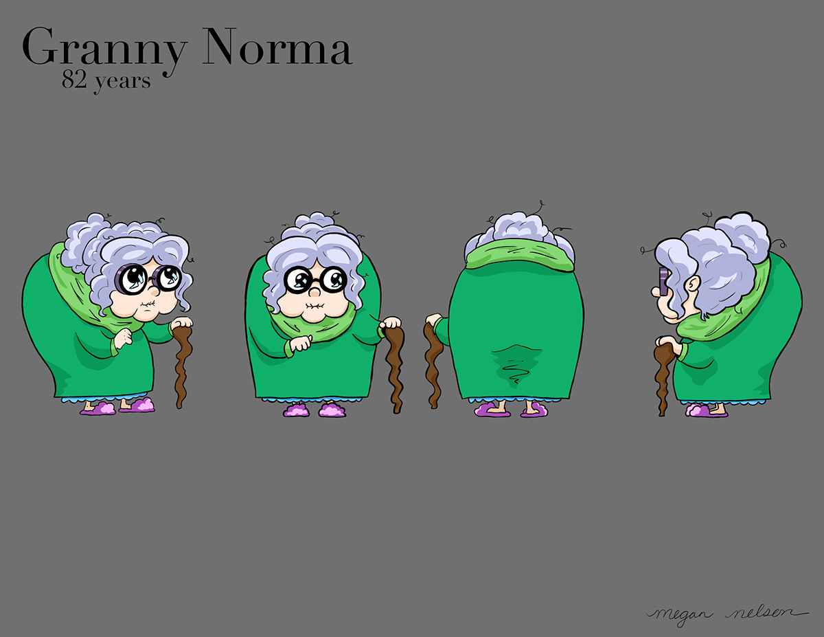 cartoon Character digital photoshop grandma old Lady woman hump Cane