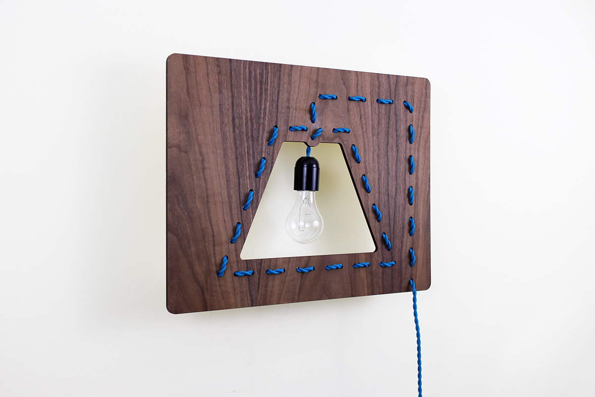stitched wall lamp Color Cord braided laser cut walnut Hyeonil Lighting Design 