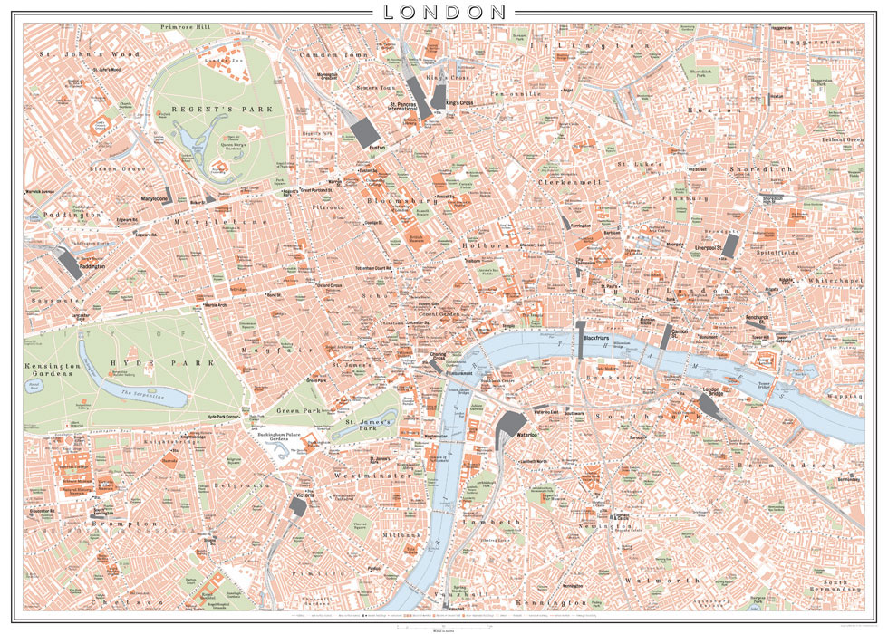 map London map central london map Retro print Edwardian Victorian stylised vector digital London city map kursivschrift map design maps
