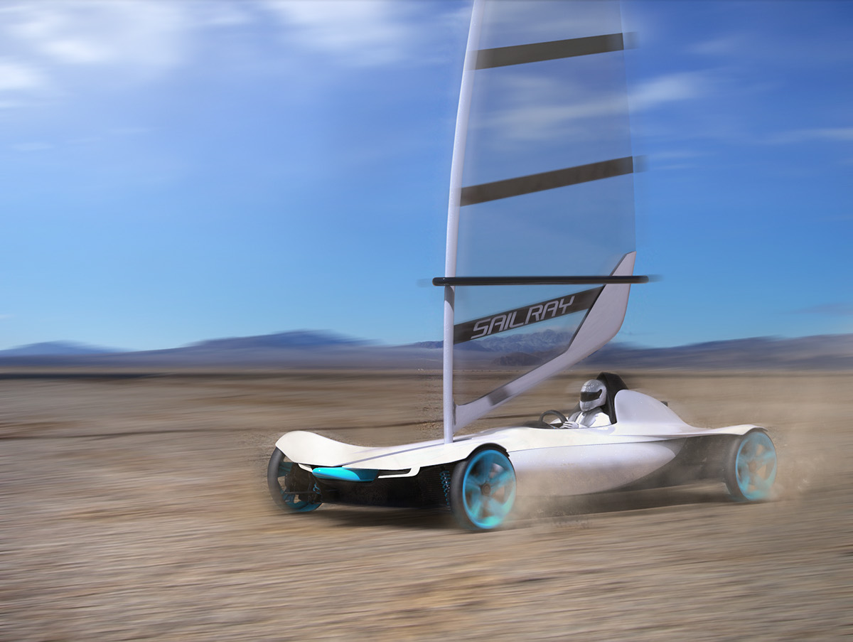 sailray car design Sail windsurfer Project ray electric solar wind