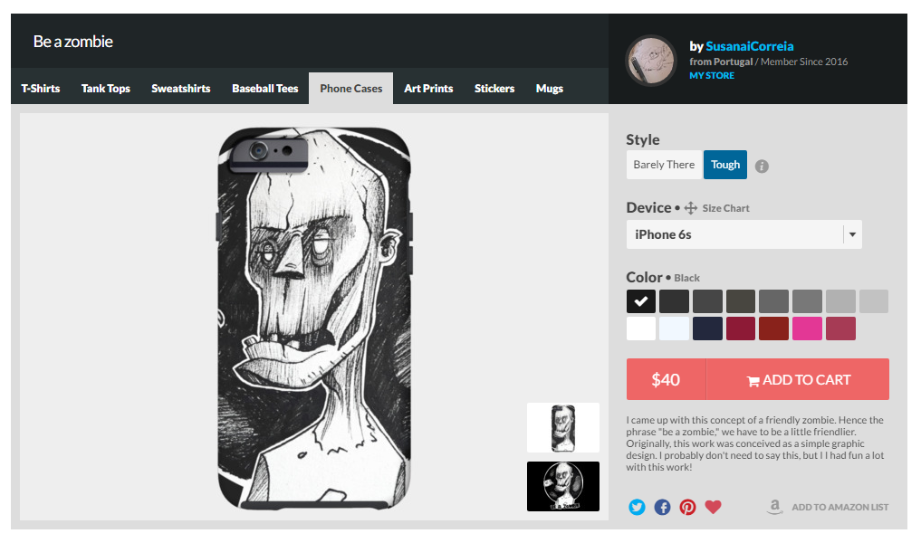 zombie ILLUSTRATION  online store Mugs tshirts Sweaters Phone Cases stickers art Character design 