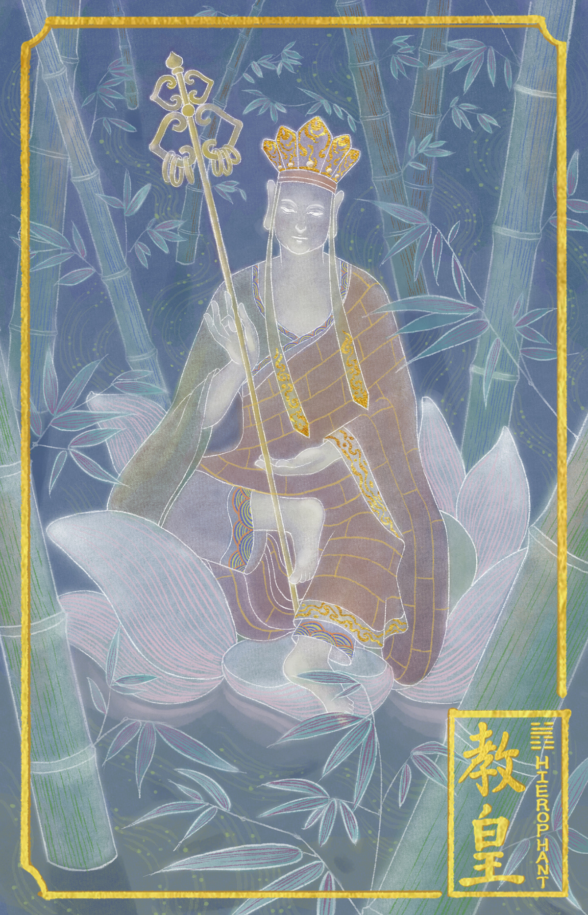 Adobe Portfolio tarot Buddha Lotus bamboo Hierophant floating