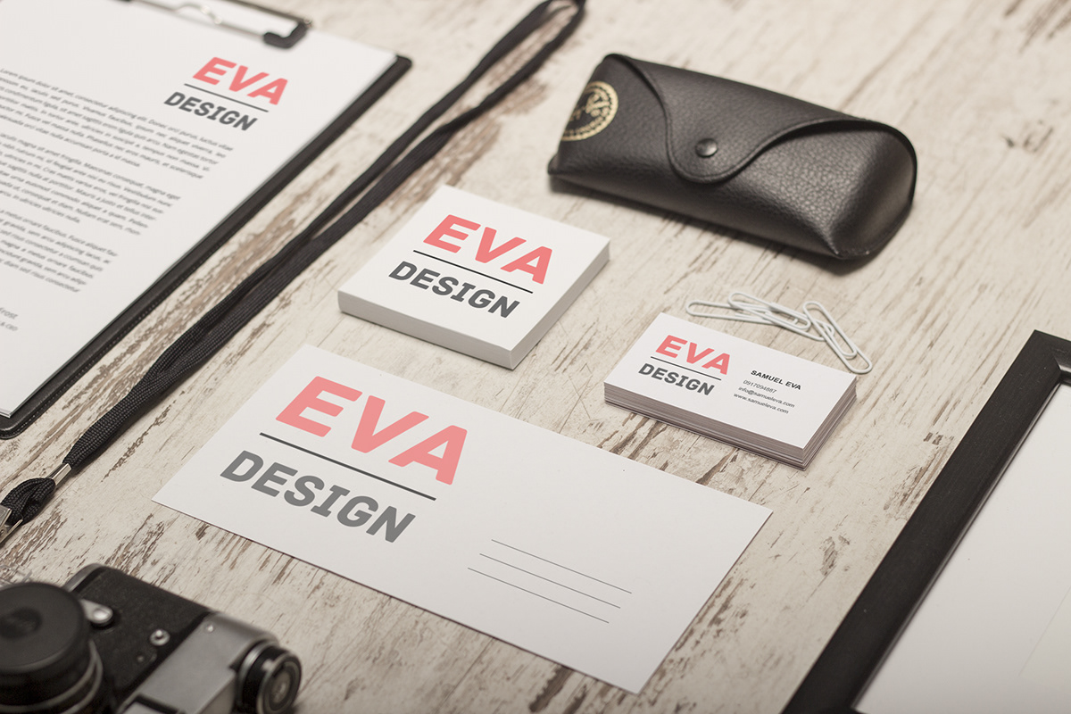 logo Eva design mock up photoshop identity brand