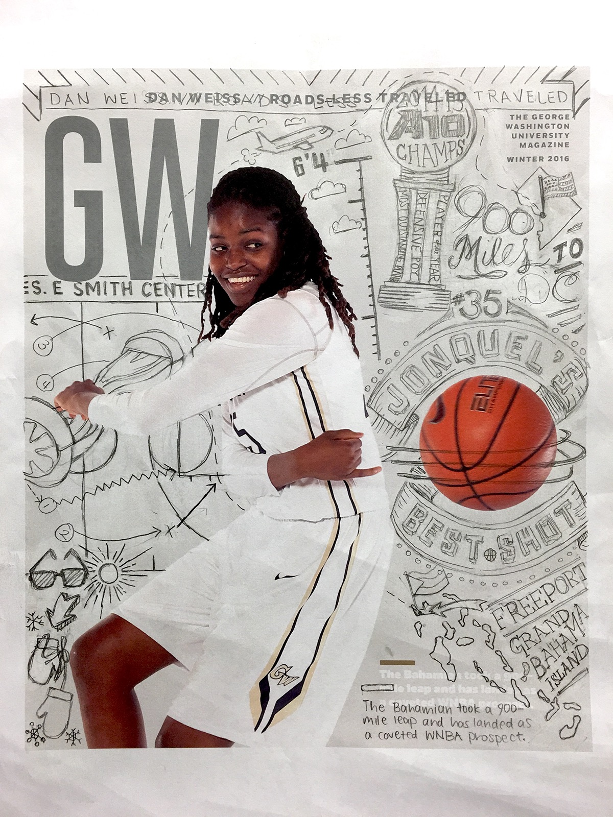 Adobe Portfolio chalk basketball Bahamas gw magazine lettering cover