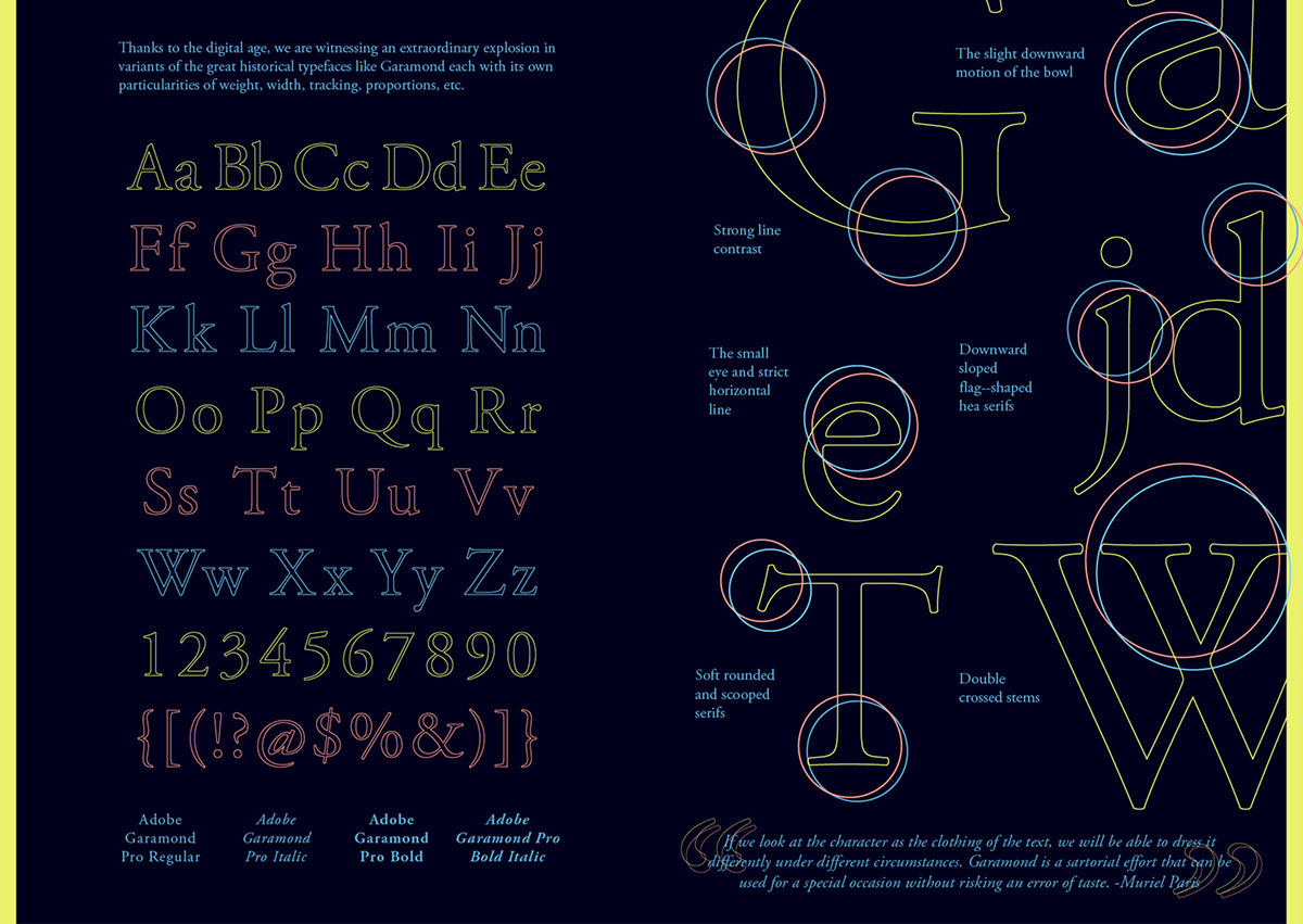 type specimen Poster Design typography   neon Garamond