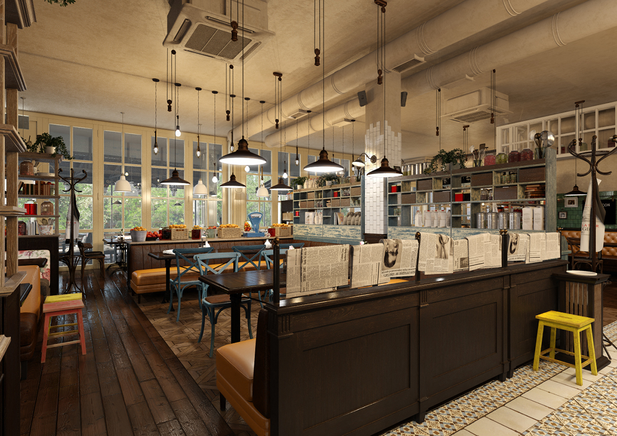 Interior design restaurant kompot Odessa ukraine cafe