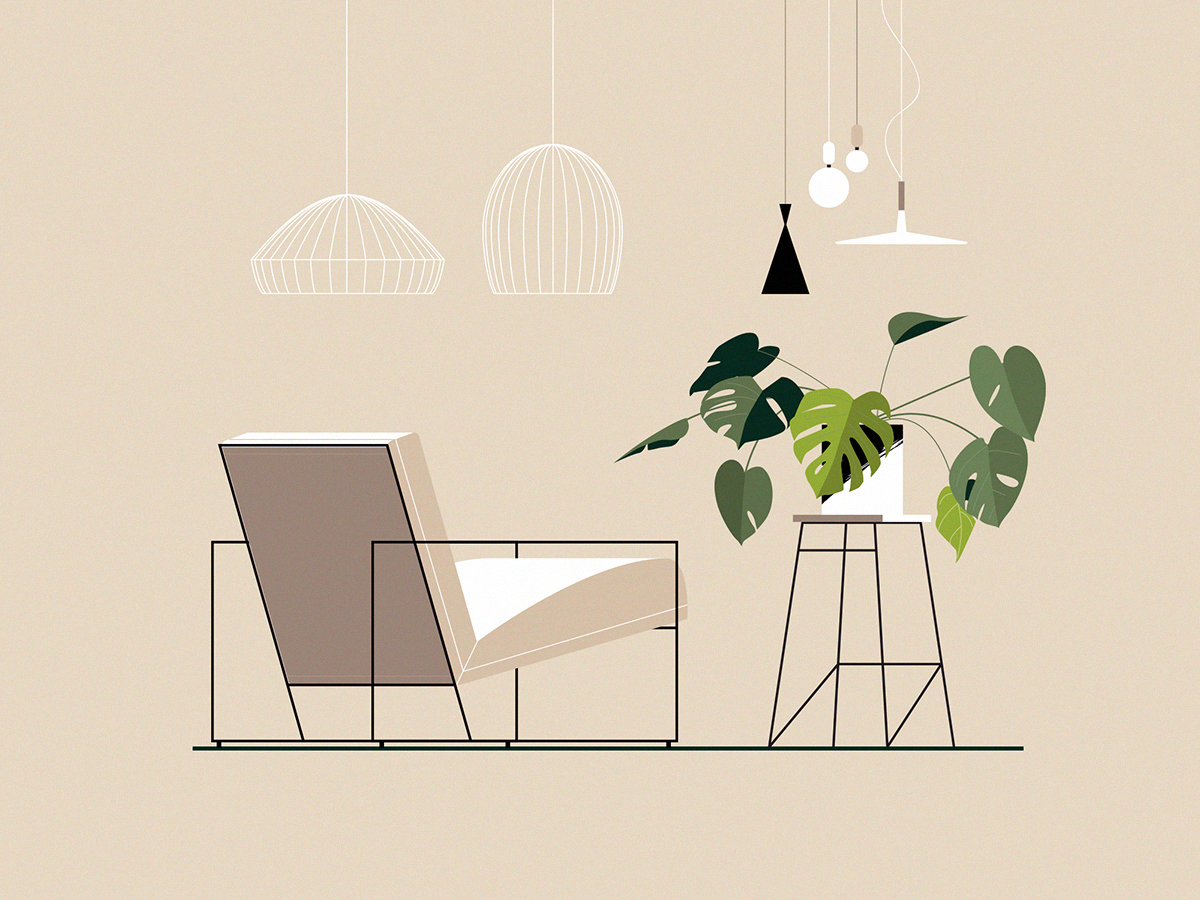 chair plants Monstera furniture Interior design Danish Design