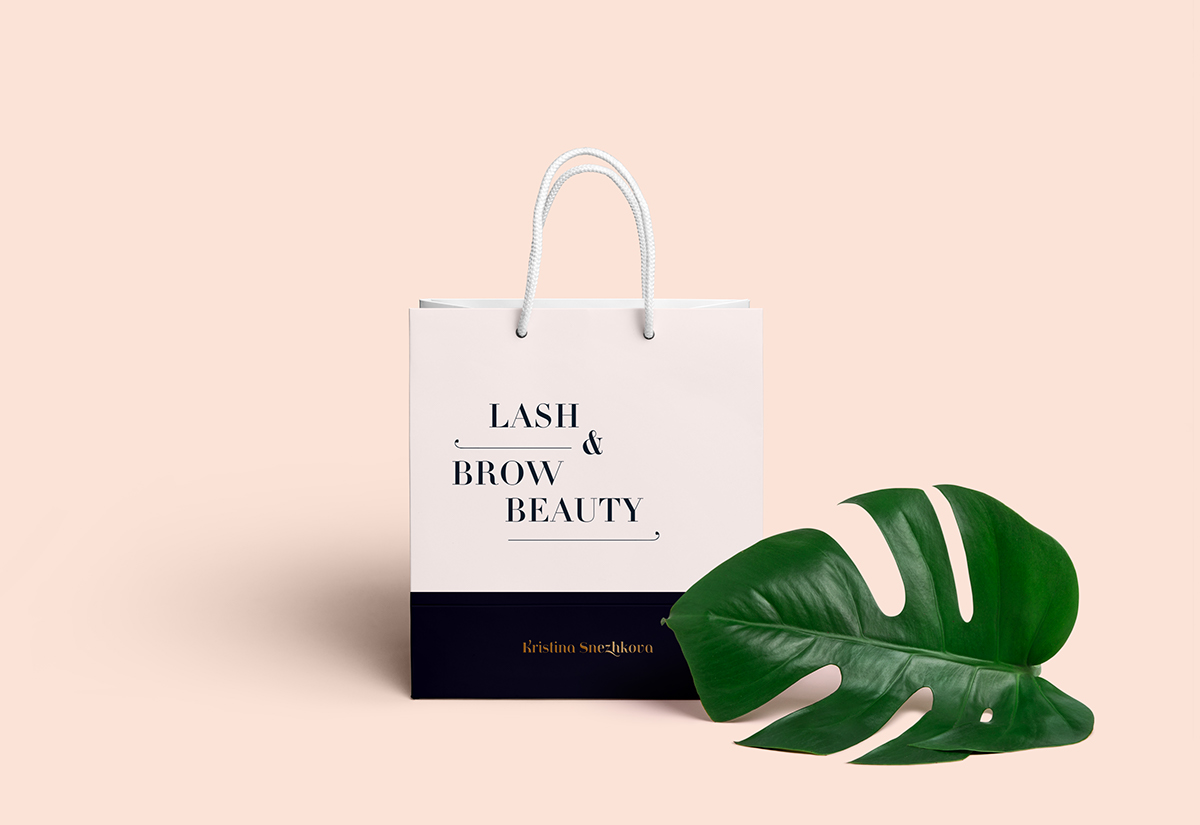 beauty lash brow maker brand identity design logo pink blue gold