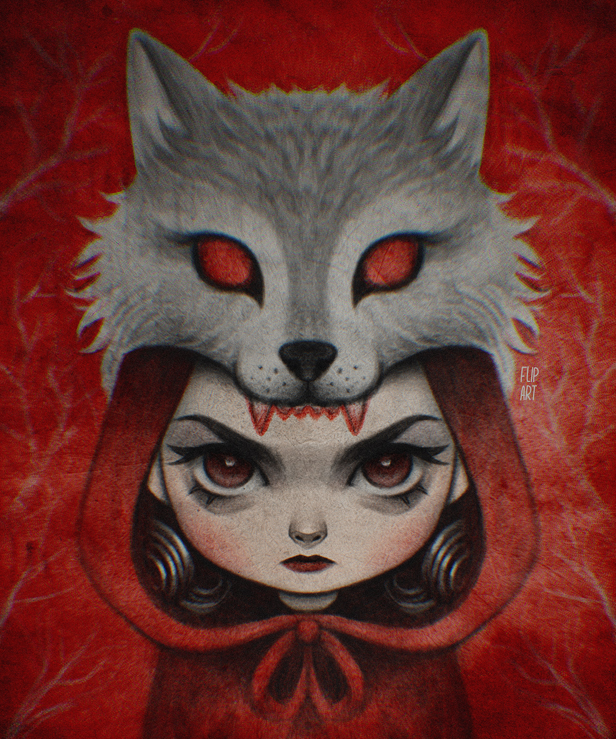red Little Red Riding Hood wolf ILLUSTRATION  Digital Art  artwork Drawing  digital illustration Procreate little red