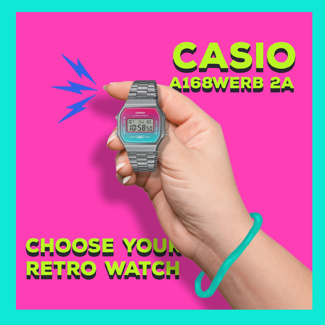 Casio Watches retro design Social media post social media campaign graphic design  Advertising  marketing   instagram gifs