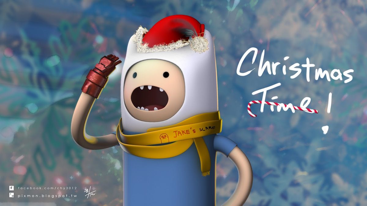 Adventure Time Finn Jake cartoon network pixmon   3D iron man repulsor ray  Santa Claus Christmas mental ray