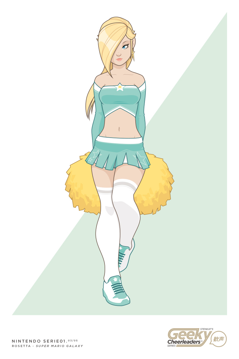 vector pin-up cheerleader girl woman cute sexy Princess peach daisy zelda rosetta Samus Aran metroid Fan Art