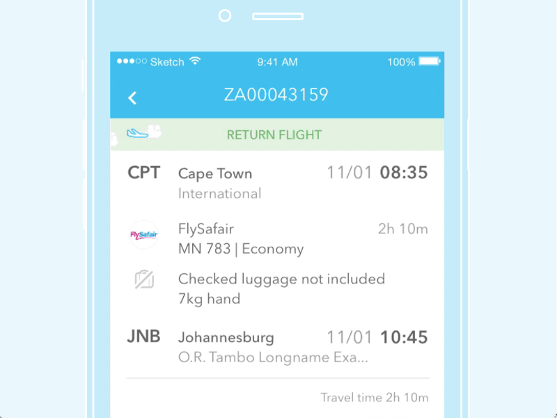 mobile Native Interface interaction Booking flight Travel app