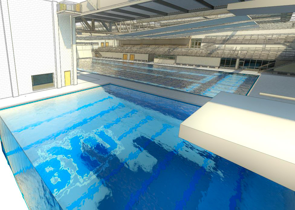 swimming pool rendering mechanical room Illustrator photoshop revit