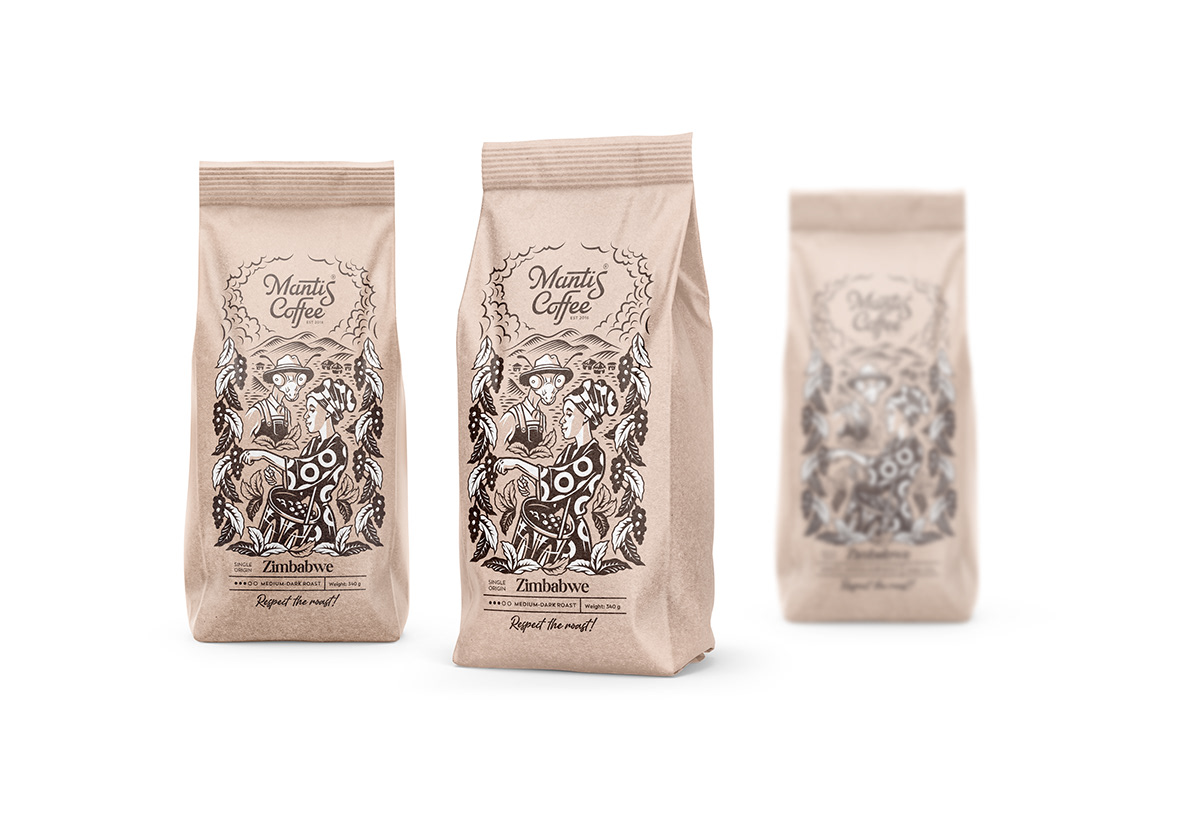 africa bag Coffee Label package Packaging portrait coffee packaging