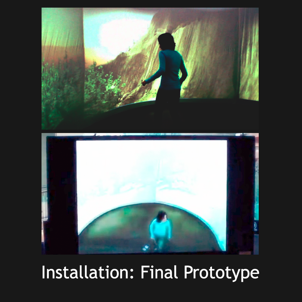 odyssey installation design build cylinder screen surround immersive curved kinect motion control unity stitching short-throw Projector pex pvc plastic fabric PC game development Platform interactive Immersion