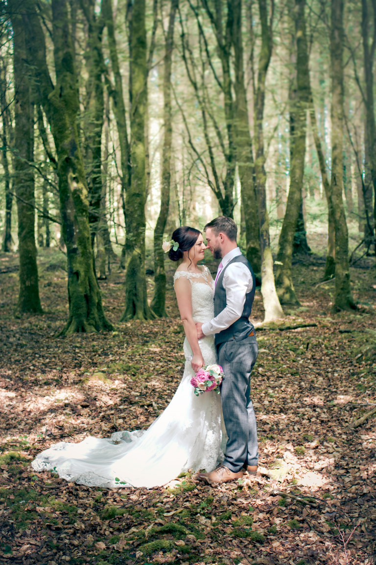 wedding bride groom Wedding Photography Ireland Kinnity Castle Roses forest mountains woods family Flowers feelings Love romantic couple