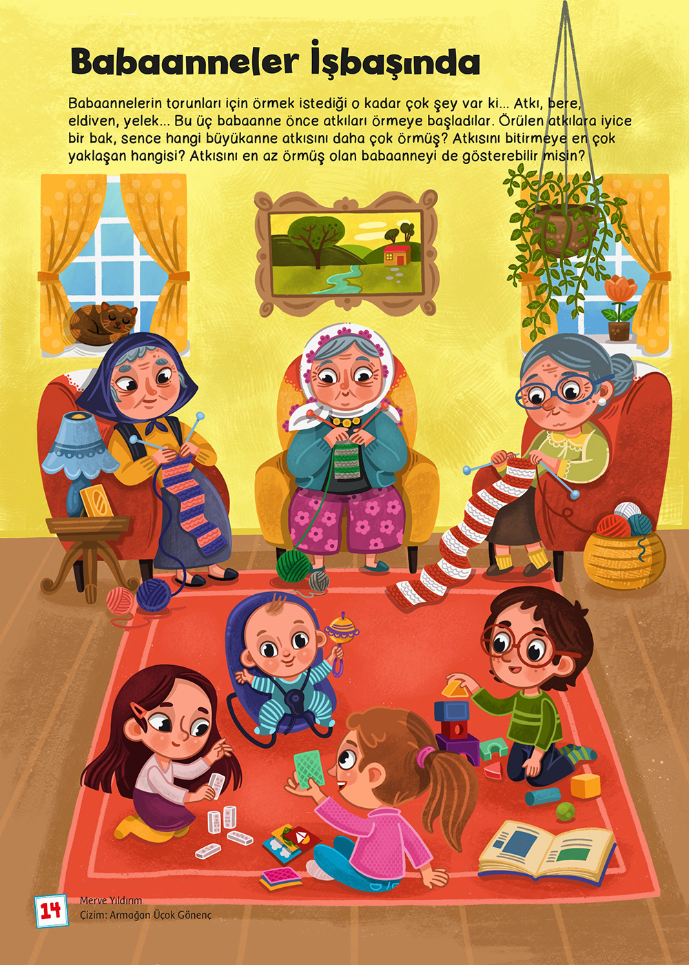 children children magazine fruits ILLUSTRATION  kids kids magazine knitting merakli minik grandmother Cat