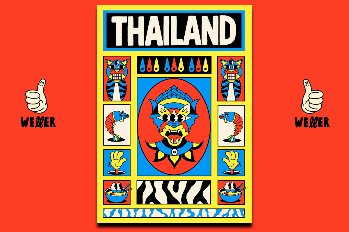 ASEAN poster colors country Bangkok asian animals vacation Thai Love