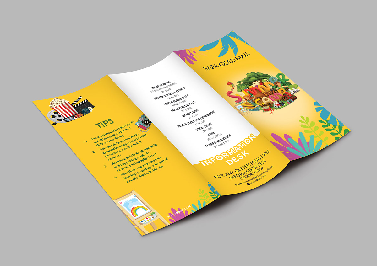 brochure design children Flyer Design graphic designing illustrations Illustrator marketing media photoshop trifold brochure vectors