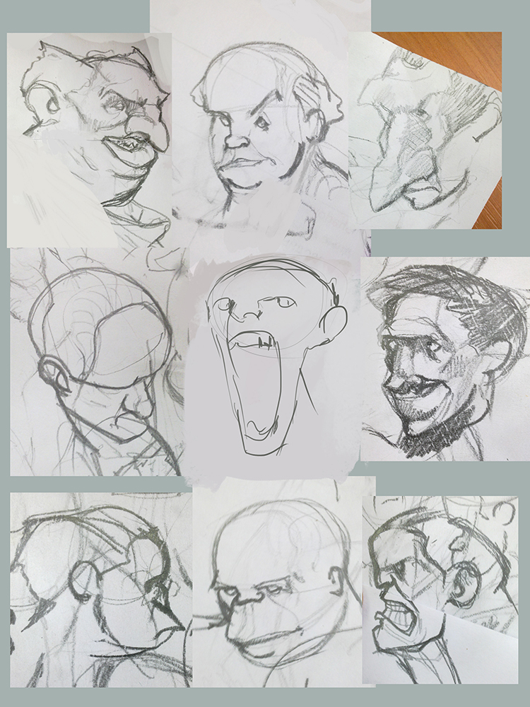 sketches heads cartoon characters