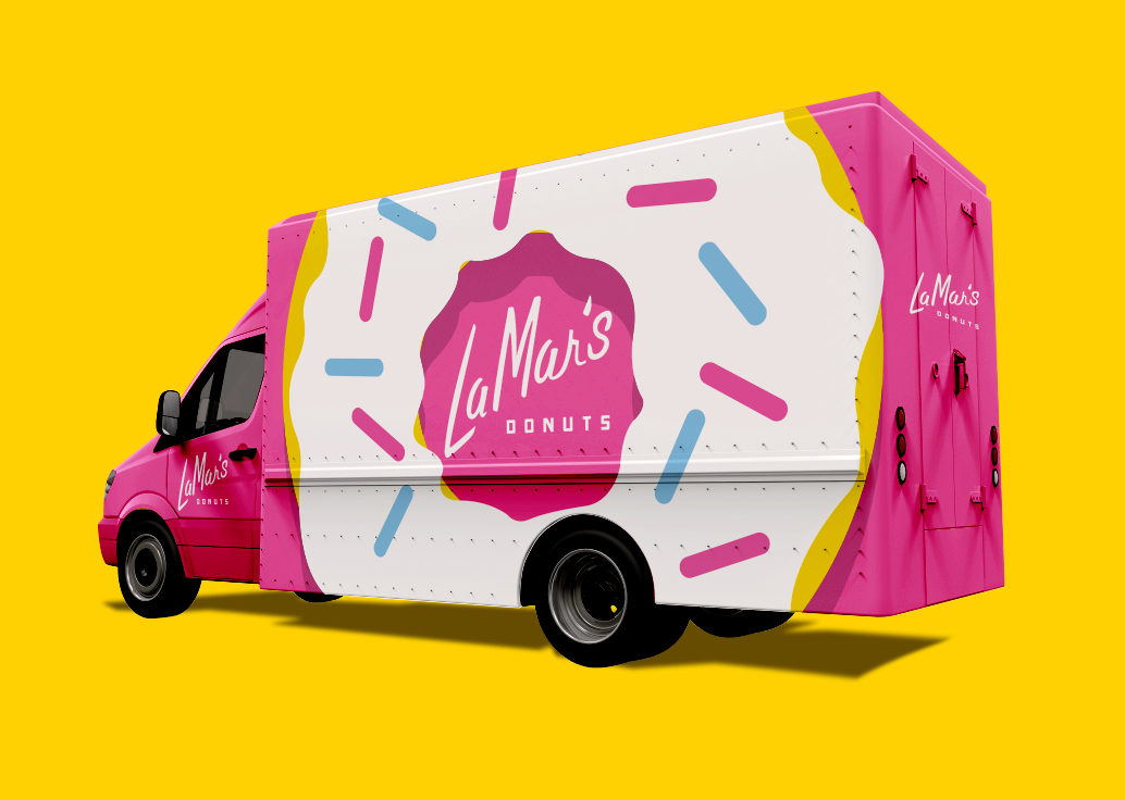 donut pink yellow Truck Mug  Food truck kansas city brand identitiy vector KCAI