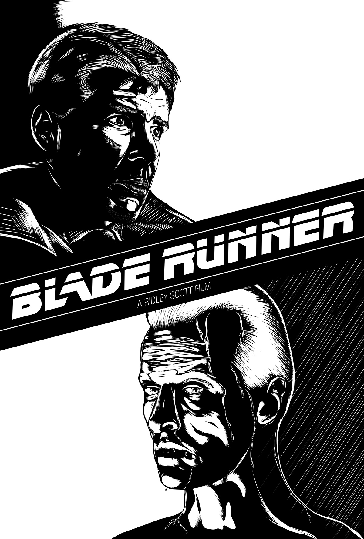 blade runner Roy Batty replicant black and white mobile draw illustrator draw iPad pencil sci-fi