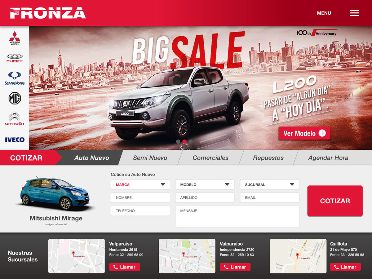 Fronza Car Dealer website redesign Website car dealer branding 