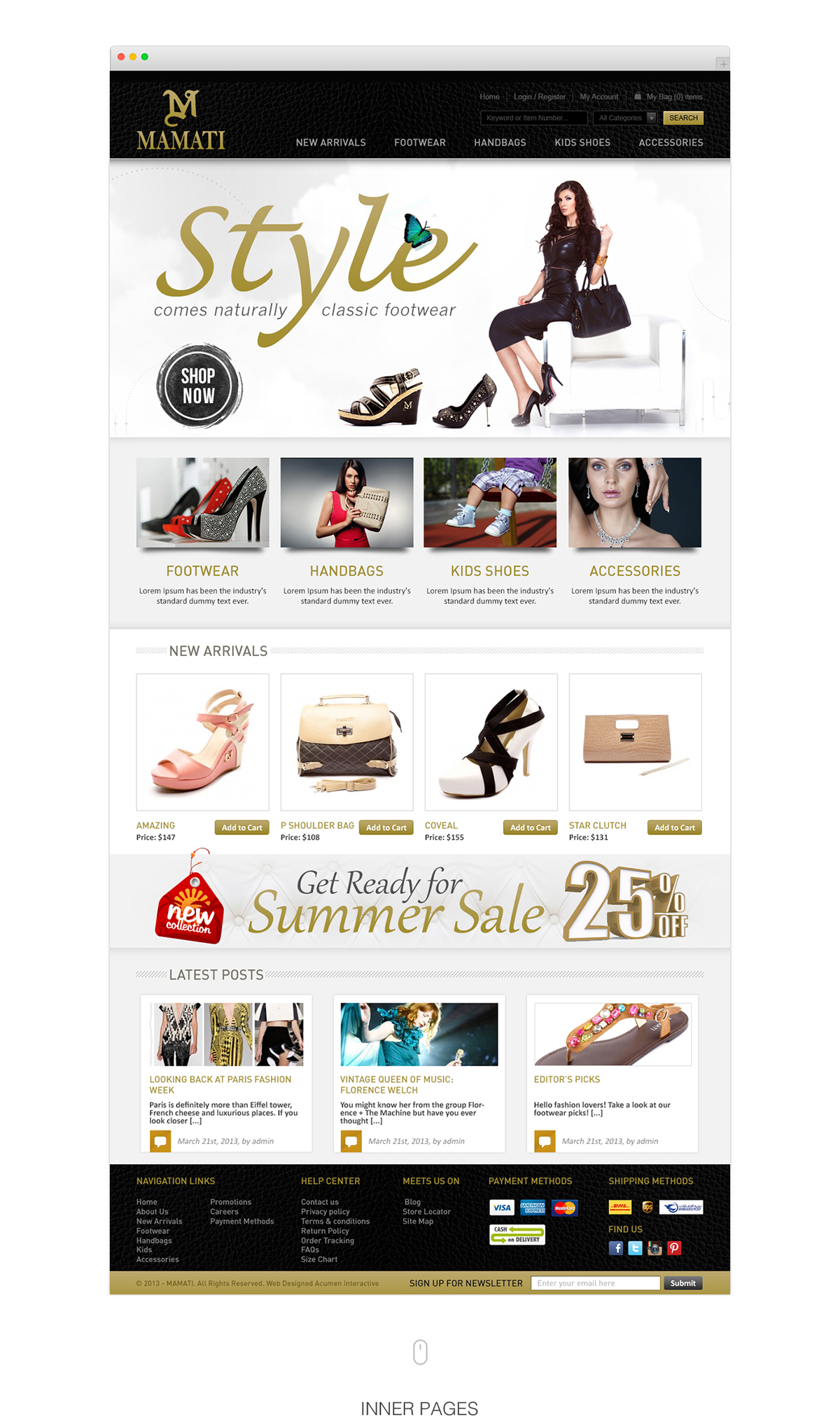 psds HTML banners Inner pages home page shoes ladies bags kids shoes accessories landing page Online shop Facebook Post Banners google adwords