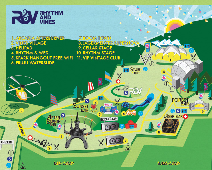 Festival Map New Zealand rhythm & vines