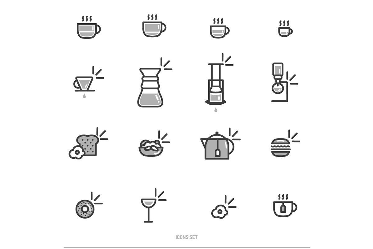 icons vector menu cafe Coffee poznan paint print type pictogram wall chemex aeropress art gif