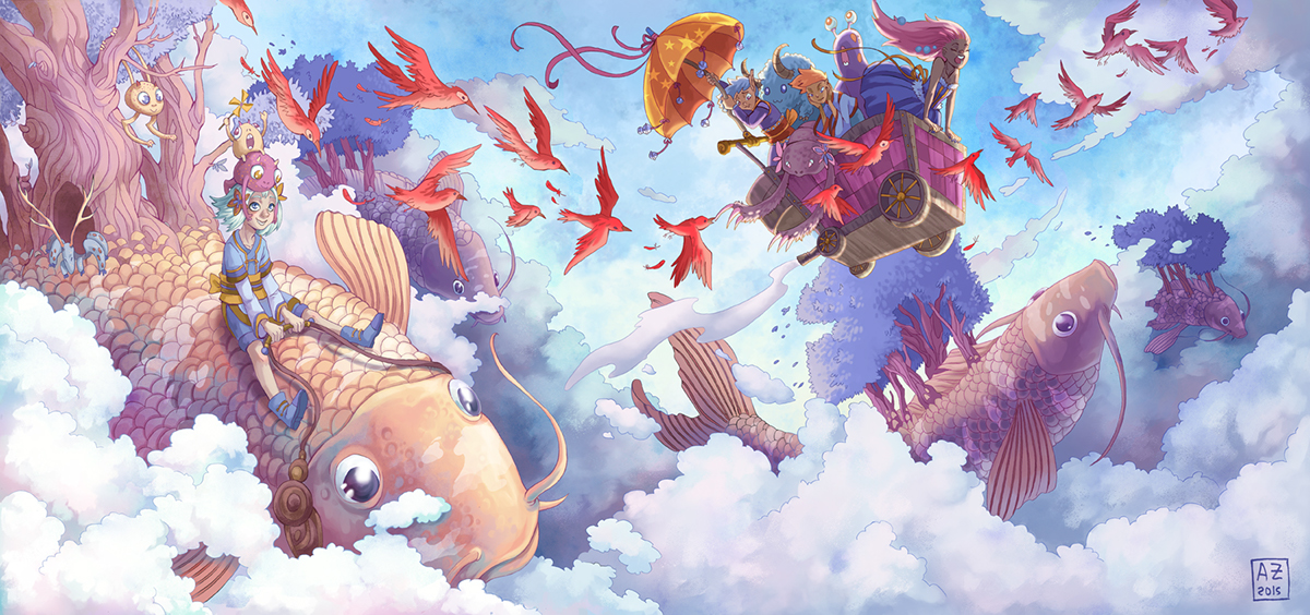 flyingfish fantasy digitalilustration SKY tale clouds Nature