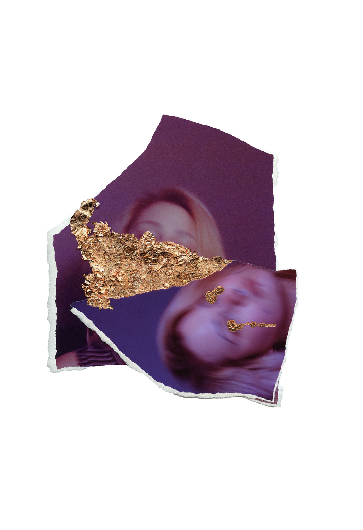 gilding gold leaf self portrait digital collage photomontage purple blue emotion contemporary