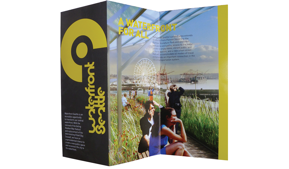 waterfront seattle brochure rack card stickers Community Outreach