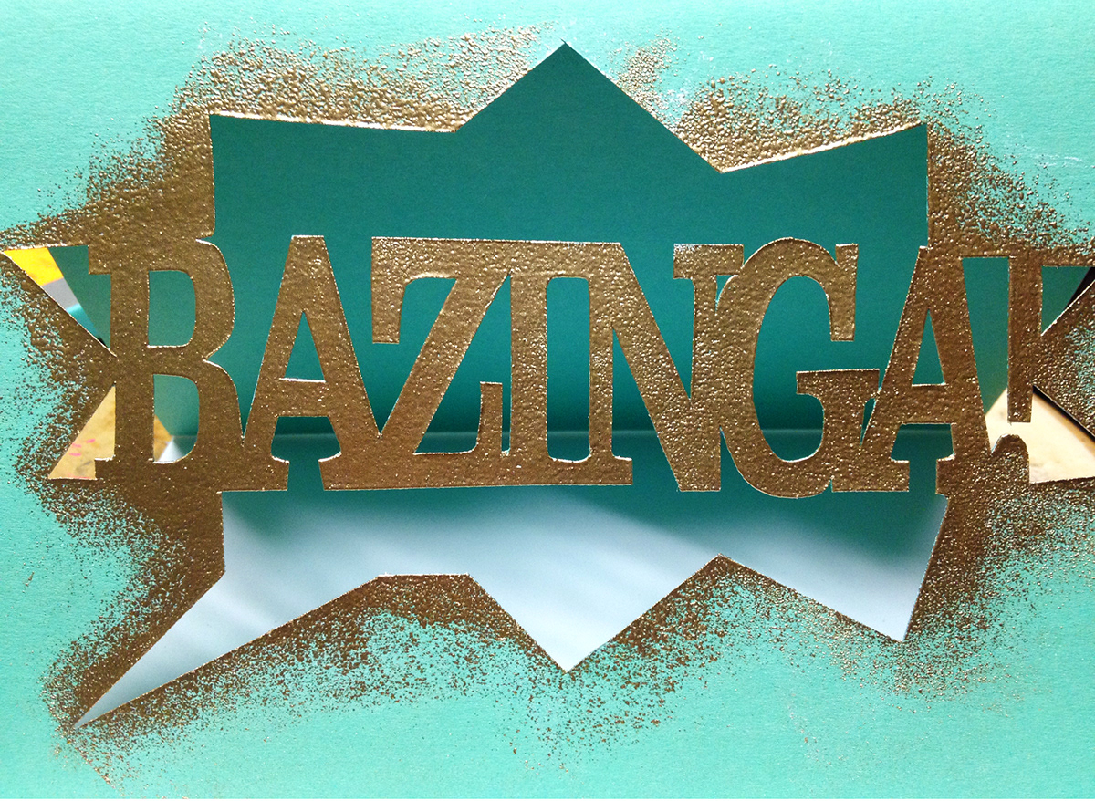 bazinga Birthday card birthday card hand type xacto Big Bang Theory laser cut birthday party party type hand done hand made cardstock paper