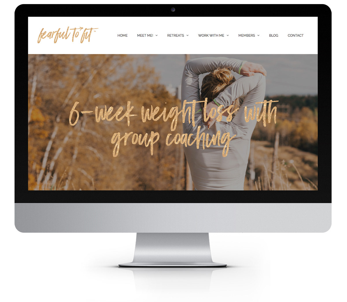 Wordpress Website Website Design Genesis Framework health & wellness Health Coach feminine website gold foil Script Font Weight loss