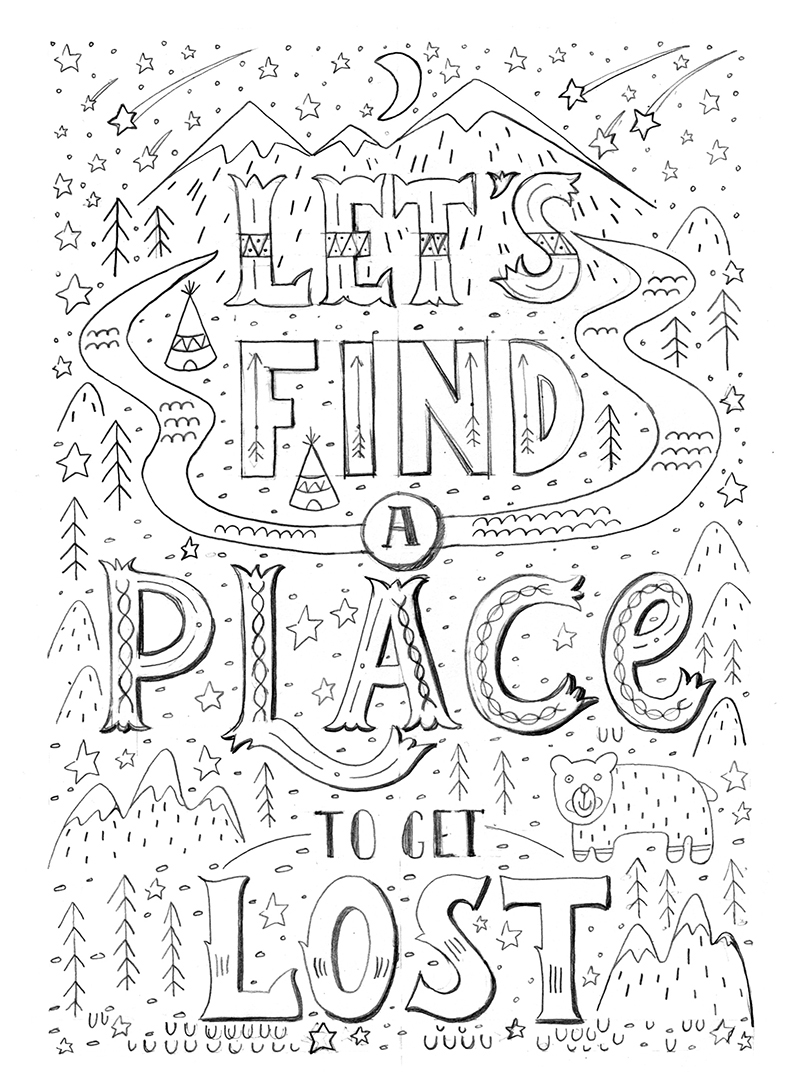 quote skillshare challenge hand-lettering lettering phrase adventure hand drawn process Project map inspiration design class