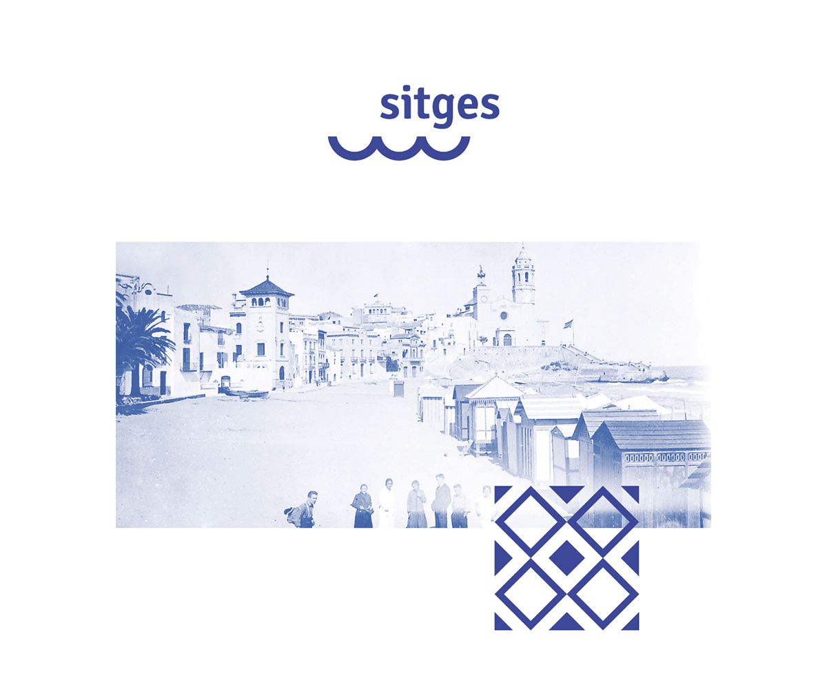 sitges vila blanca brand sea mar blue White identity village catalunya catalonia City branding beach branding  pattern