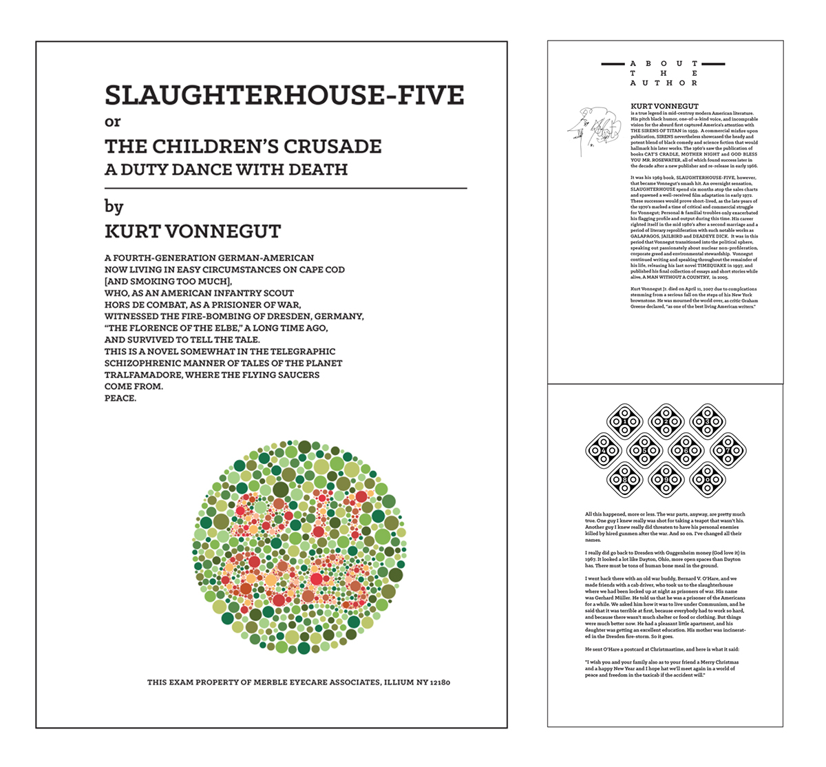 book cover Slaughterhouse-Five Vonnegut Eye Chart minimal