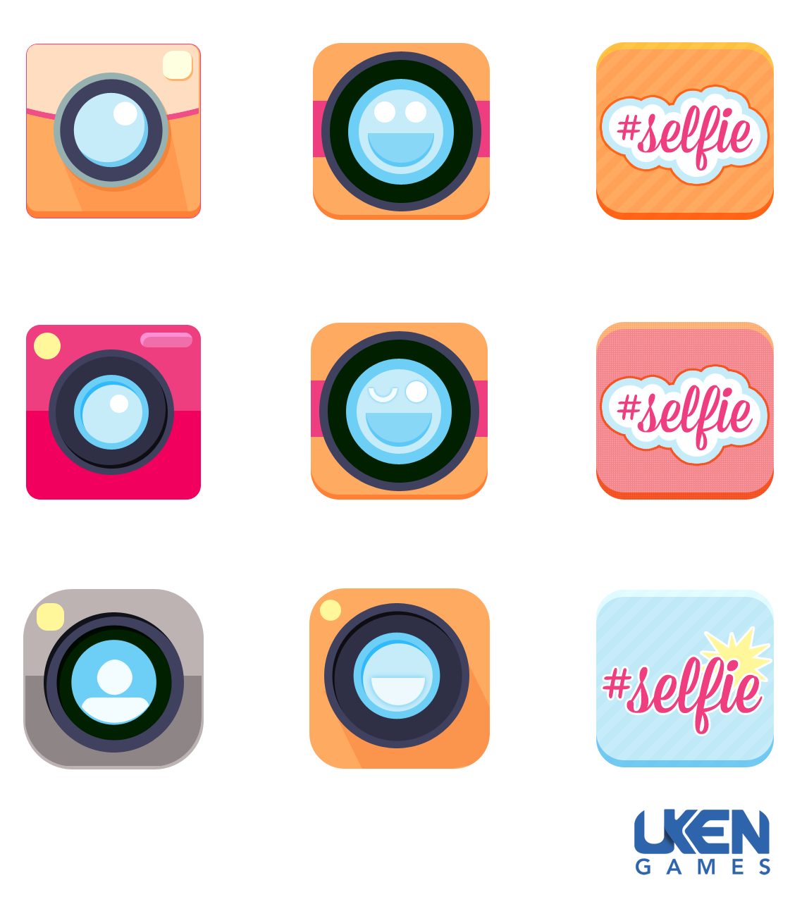 selfie logo Icon camera yellow ornage pink app