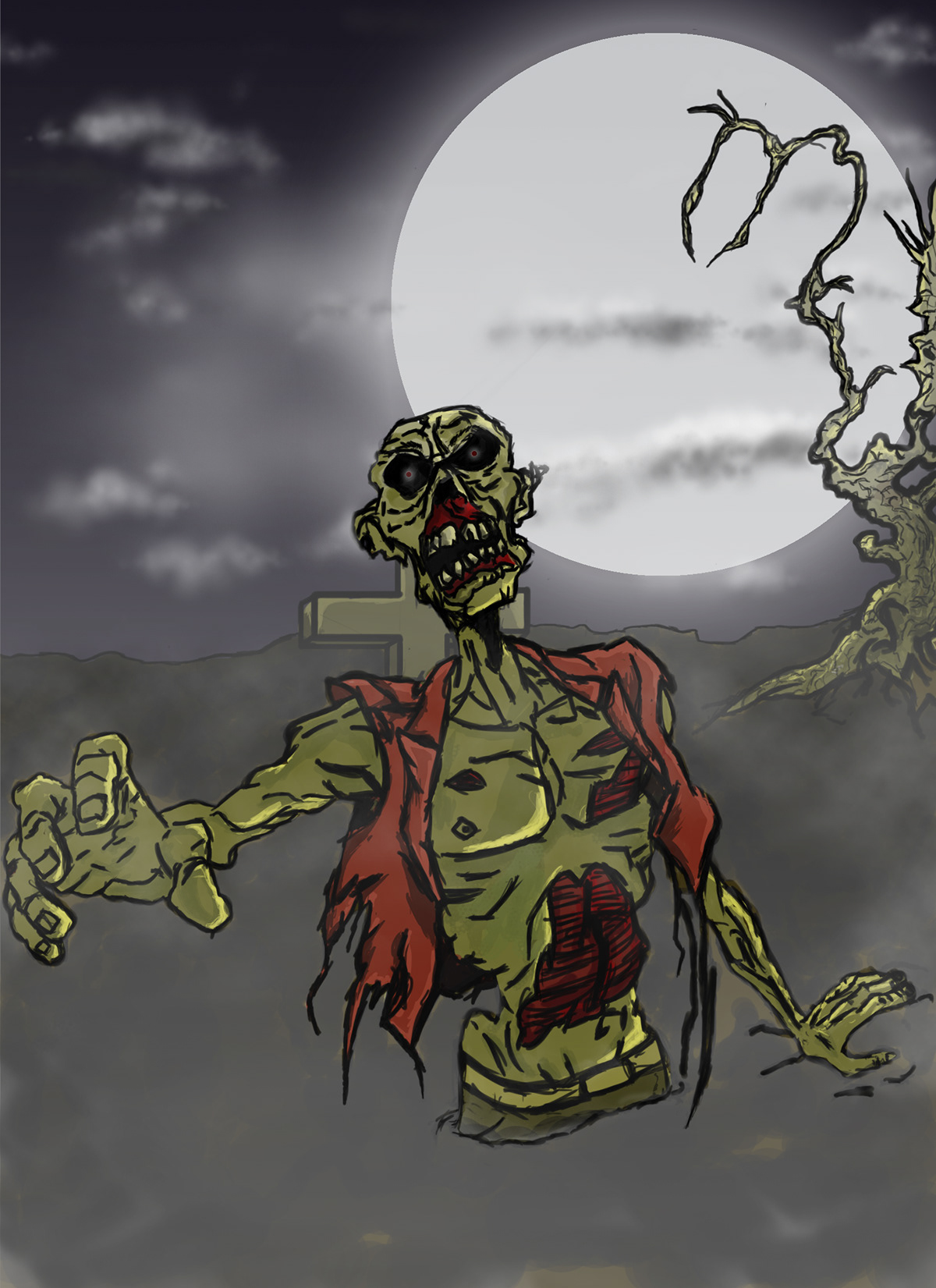 zombie graveyard  moon