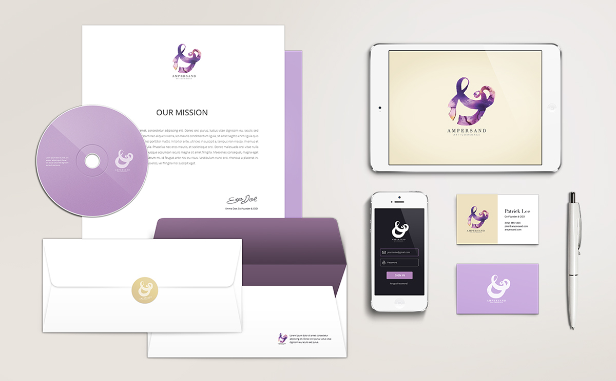 ampersand type Pleedesigner graphic design art design thinking taiwan mock_up   watercolor logo purple high fashion Classic Identity Design