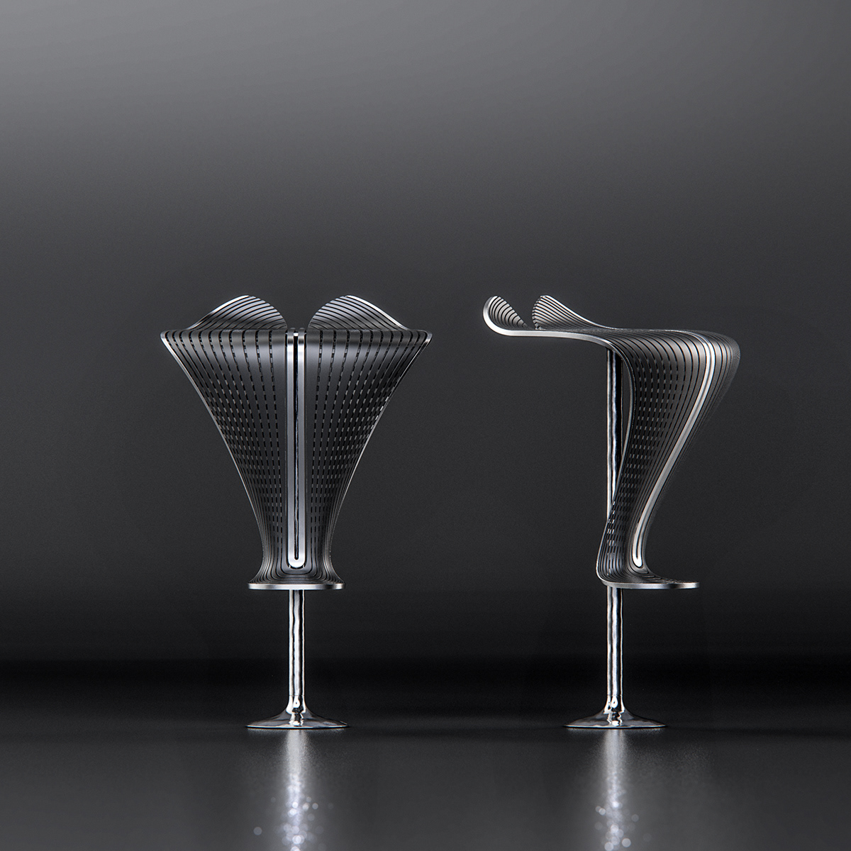 stool furniture design modern Scandinavian rendering Retro CGI chair 3D
