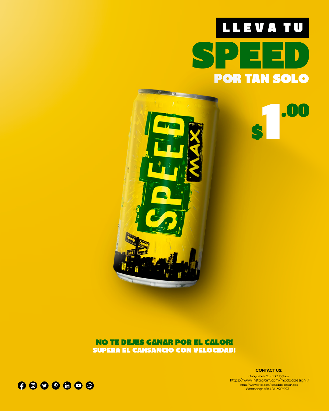 soft drink Advertising  Social media post design marketing   Graphic Designer Brand Design amarillo bebidaenergizante Speedmax